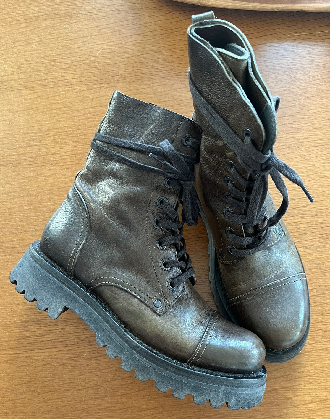Women’s MOMA Combat Boots In Dark Green Size 38 (8US)