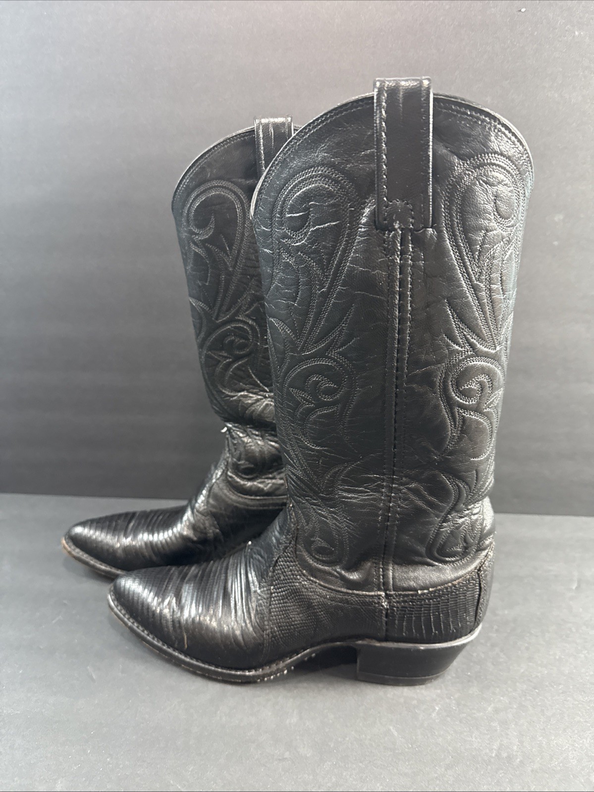 DAN POST Teju Lizard Black Sz 7.5 M