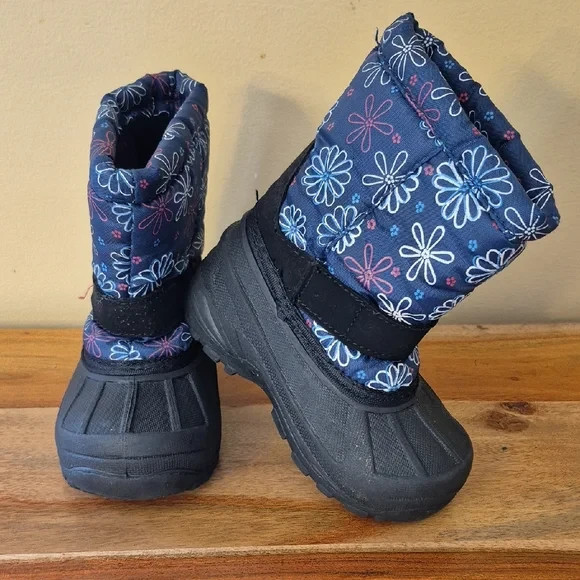 Toddler Girls Floral Winter Snow Boots – Sz. 6