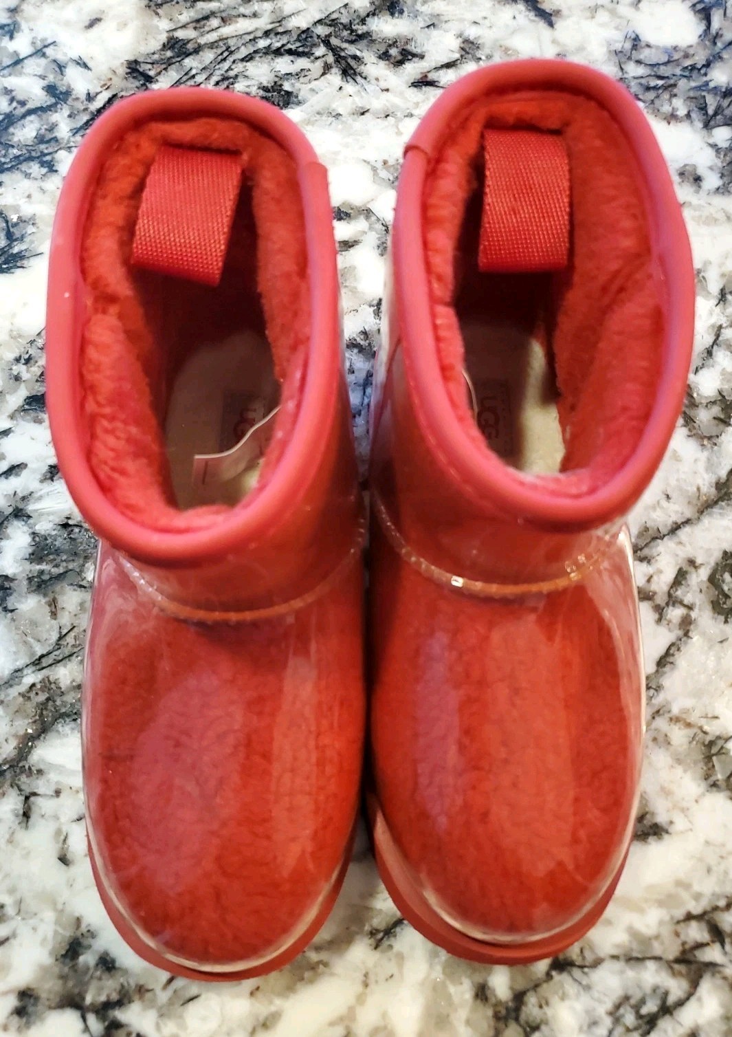 UGG Kids Classic Clear Mini II Red Waterproof Snow Boots 1112386K Size 1