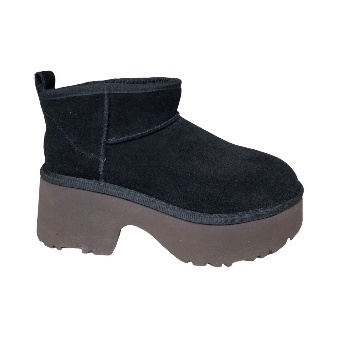 UGG Women’s Ultra Mini New Heights Black Suede Platform Boots 1158311