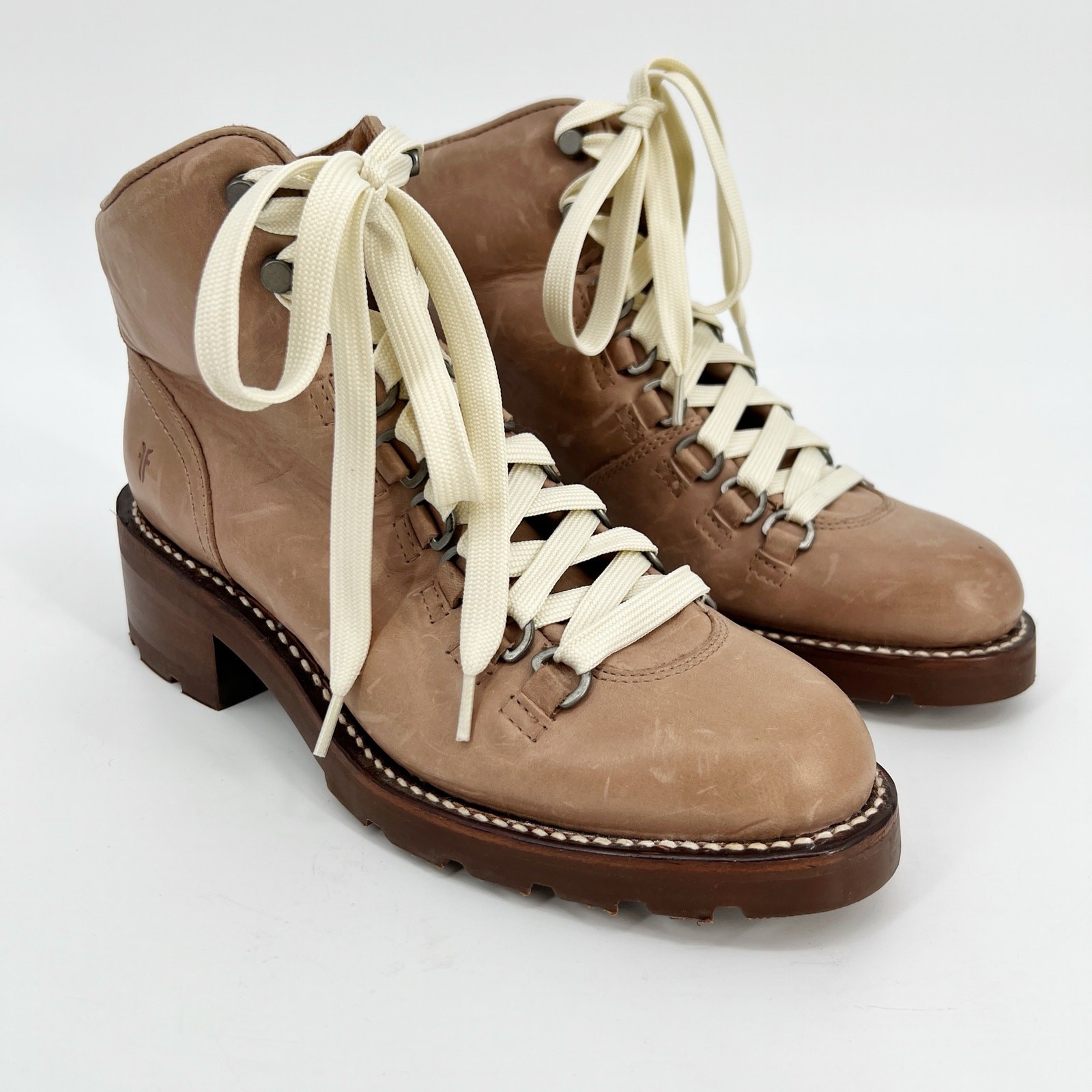 Frye Alta Hiker Boots Leather Women’s 7 B Chunky Lug Sole Combat Lace Up Brown