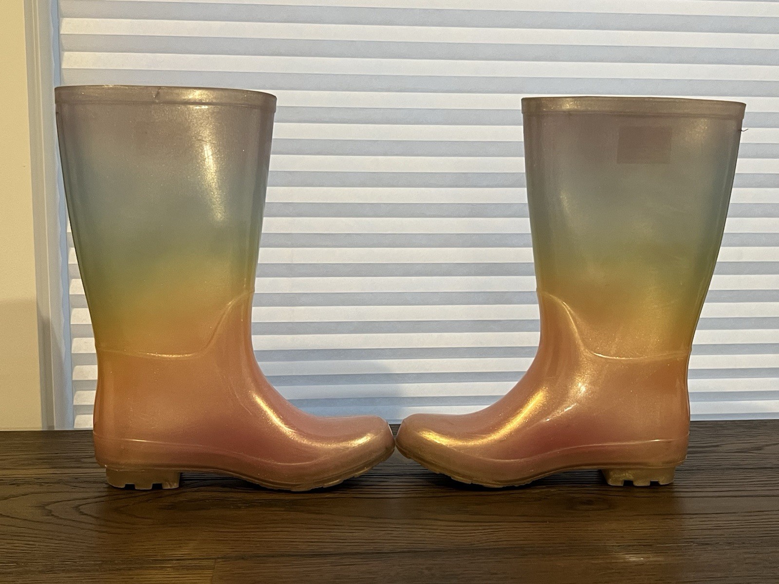 Cat & Jack Rainbow Multicolor Rain Boots Little Girls Size 13 Water Resistant