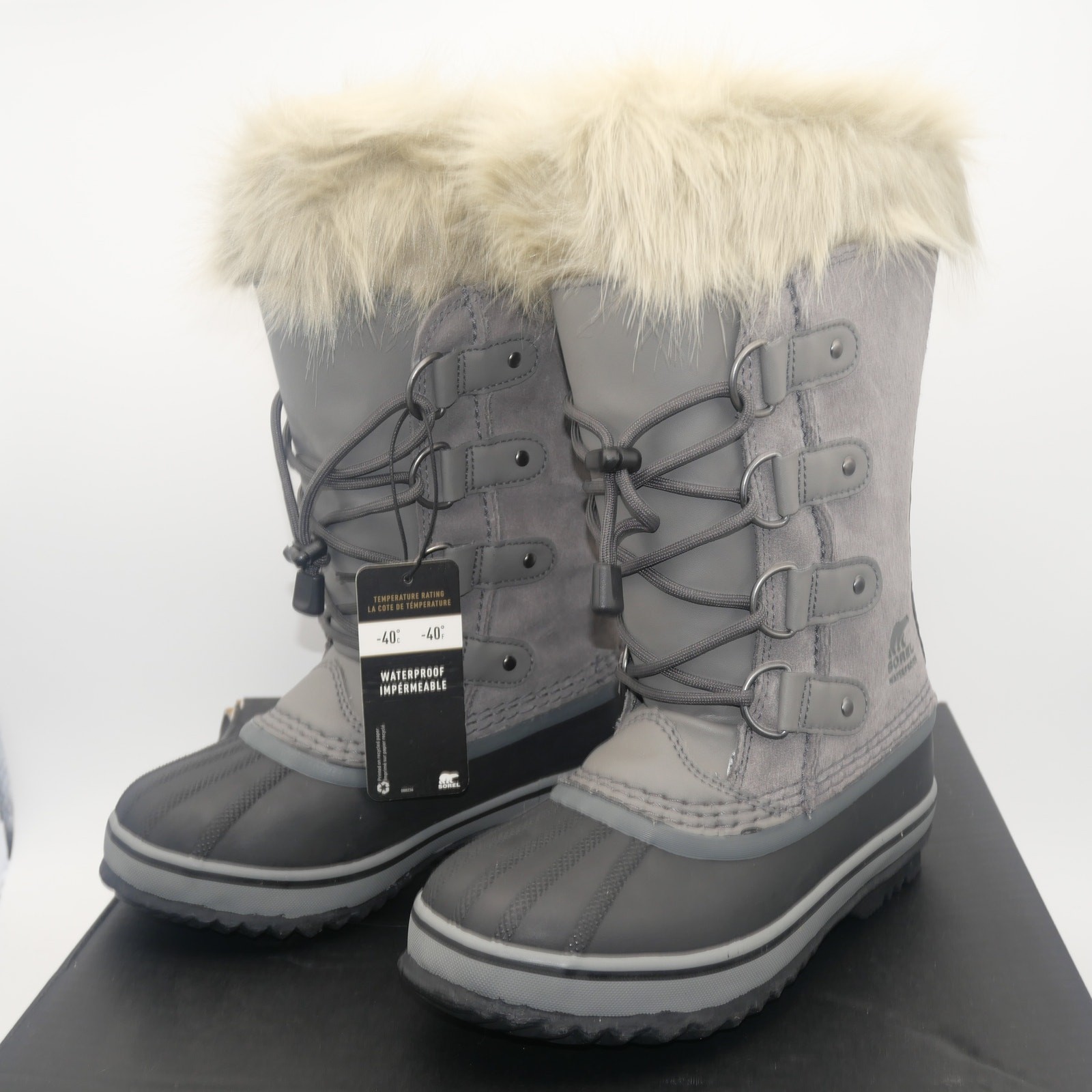NEW Sorel Joan of Artic Snow Winter Waterproof Boots Leather Gray Youth Girl’s 2