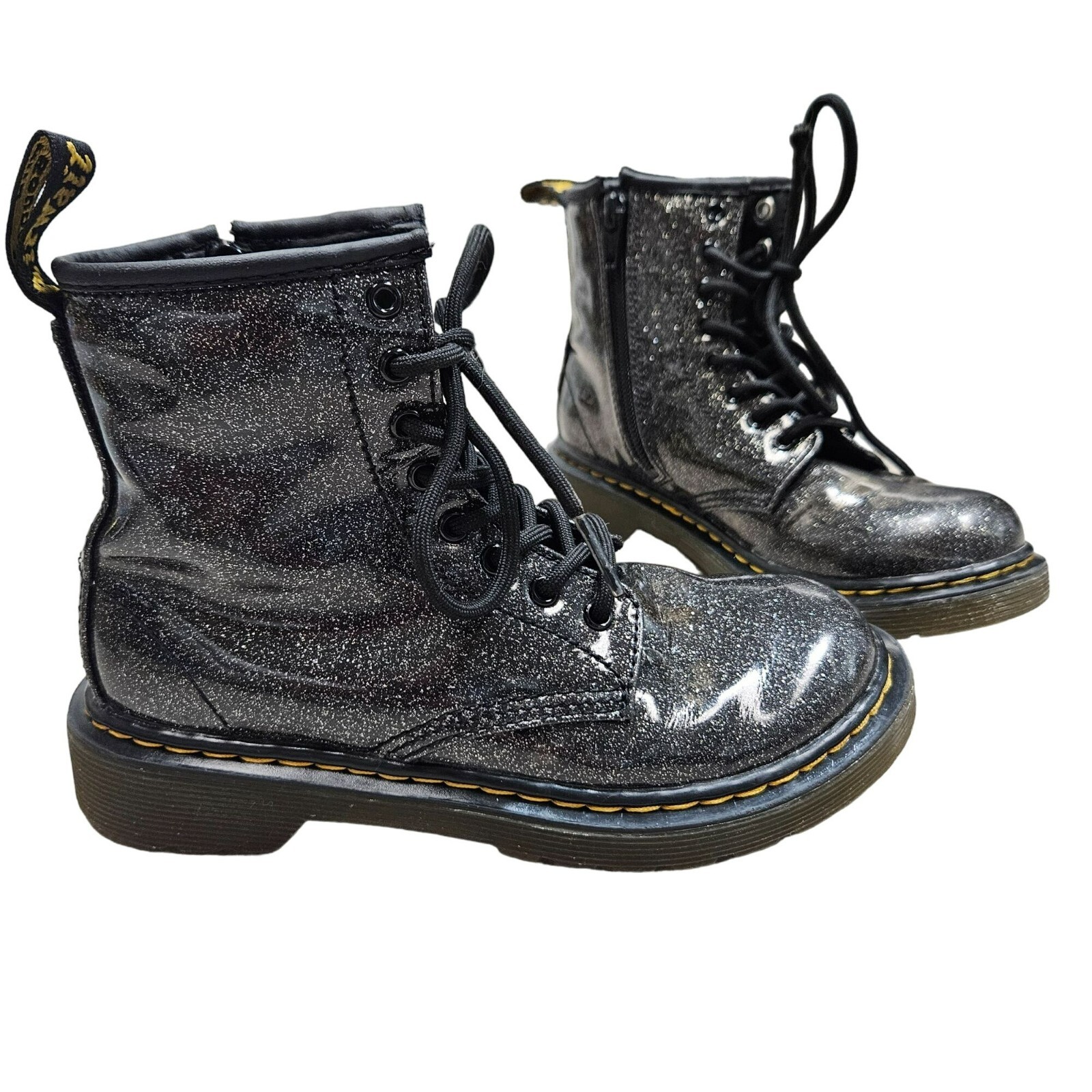 Dr. Martens 1460  Black Glitter J Girls Boots Size 1 US Black Glitter Lace-Up