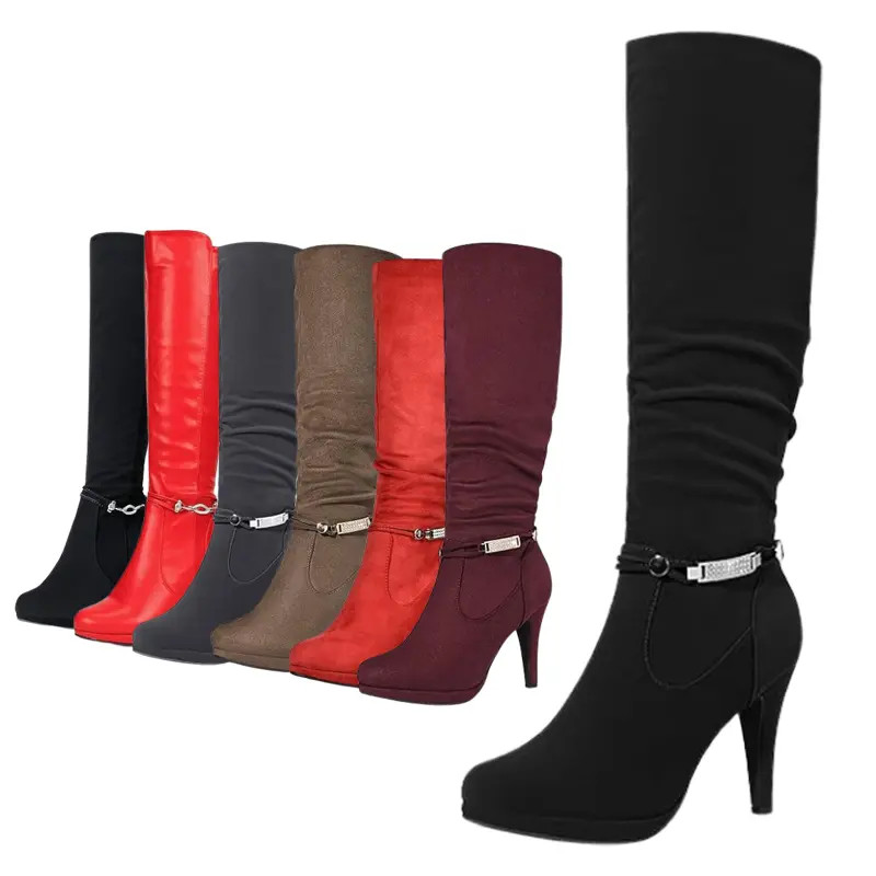 Womens Knee High Boots High Heel Platform Faux Fur Warm Winter Boots