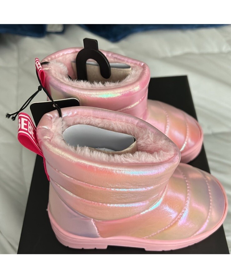 New NIB Bebe Toddler Girls Sz 7 Winter Boots Pink Faux Fur Lined   $42