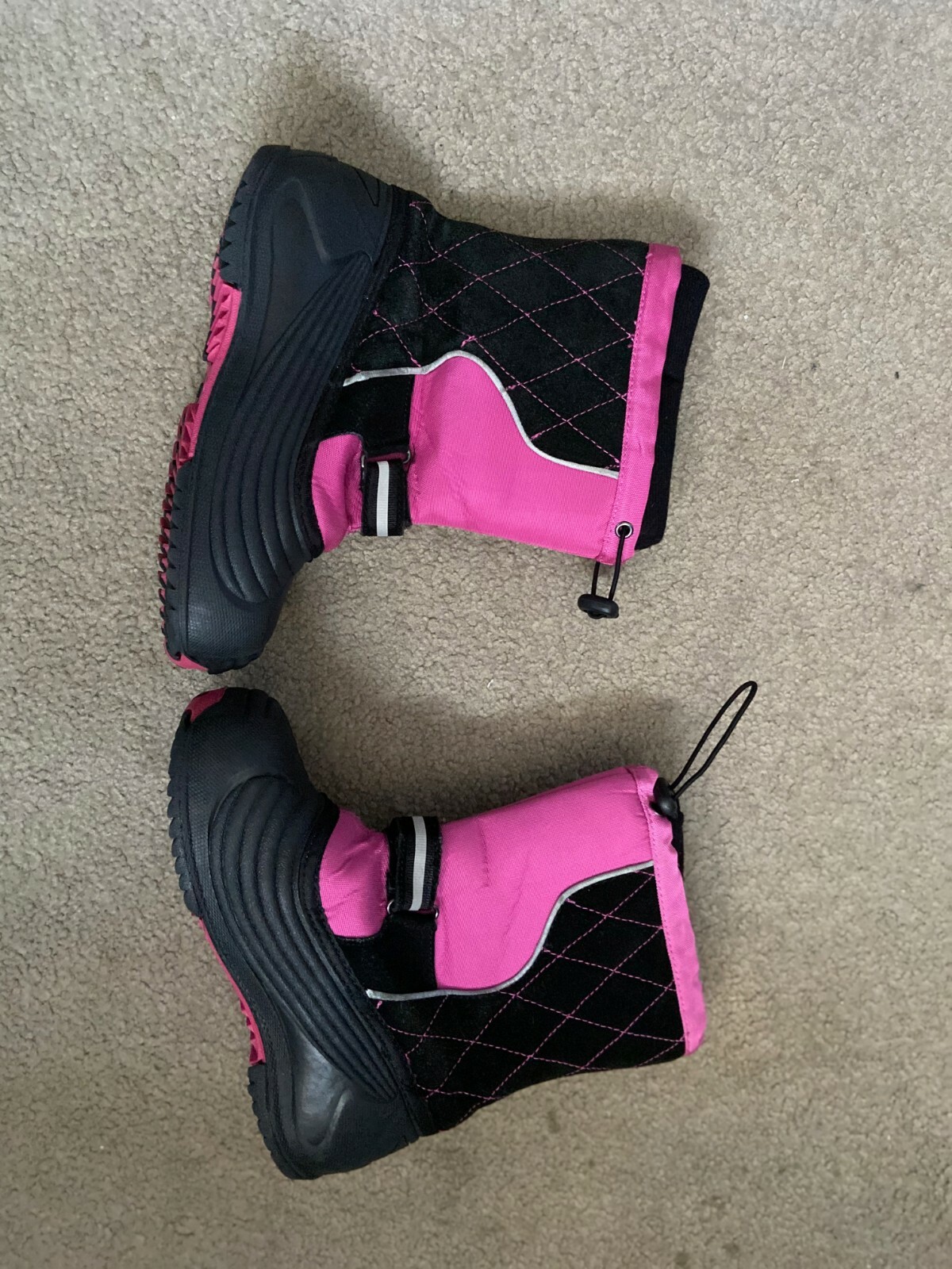 Totes Girls’ Winter Boots Pink Black Snow Boots  Size 5 Removable Insert