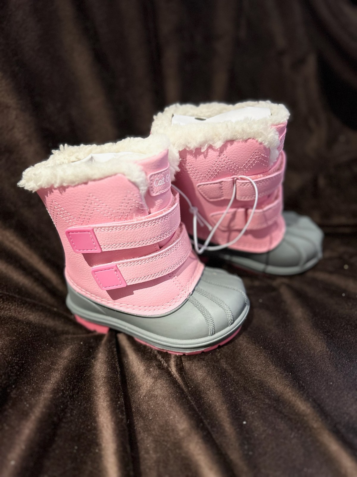 Cat & Jack Girls Boots – Pink and Gray Size 6 – Waterproof warmer – NWT