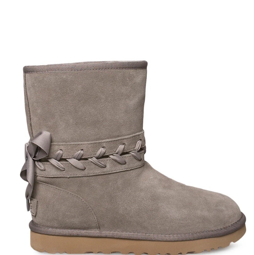 UGG CLASSIC LACE SHORT MOLE WOMEN BOOTS SUEDE US 6/UK 4
