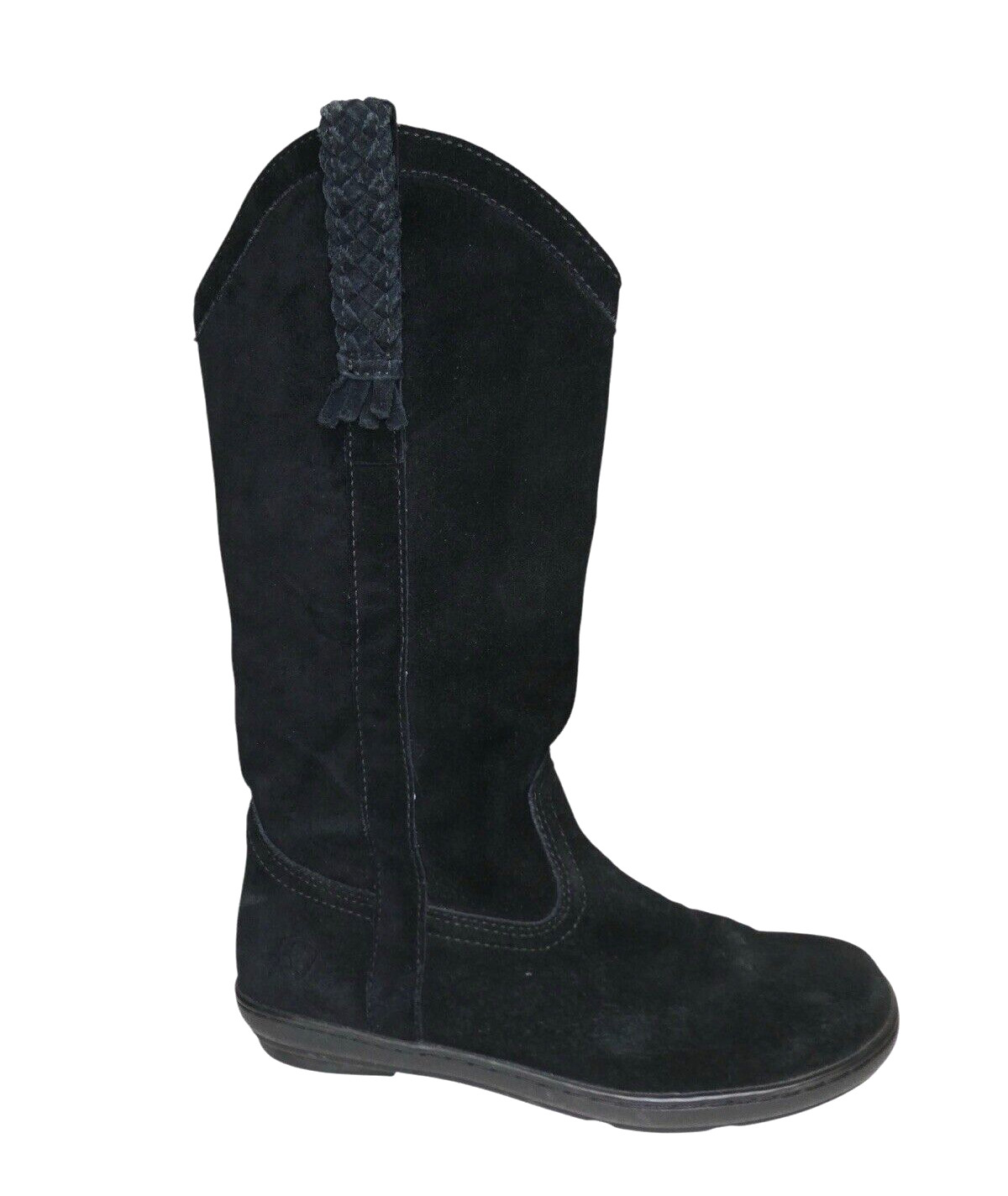Ariat Suede Mid Calf Women Boots Size 8 B Black flat Western