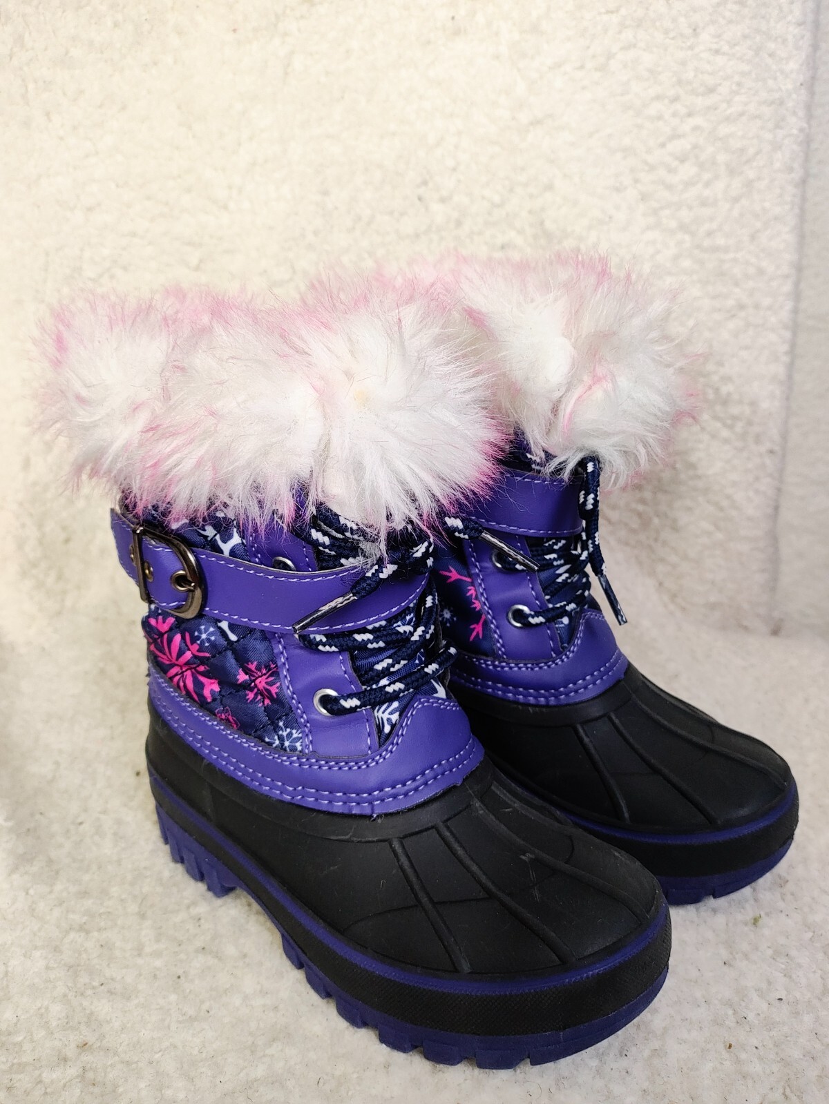 Dreams Pairs Girls Boots 10 Purple Lace Up Sherpa Lined Ankle Winter Shoes