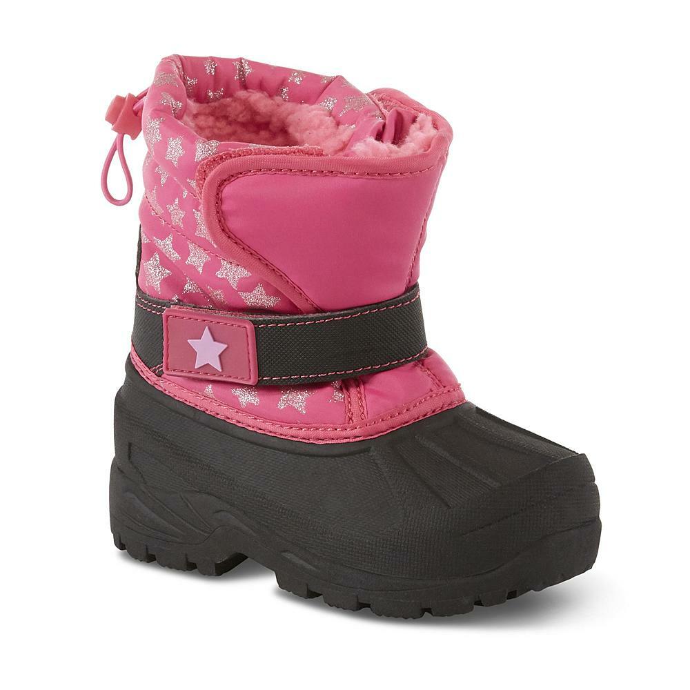Athletech Toddler Girls’ Rue 3 Pink Black Star Snow Winter Boots Size 12 Medium