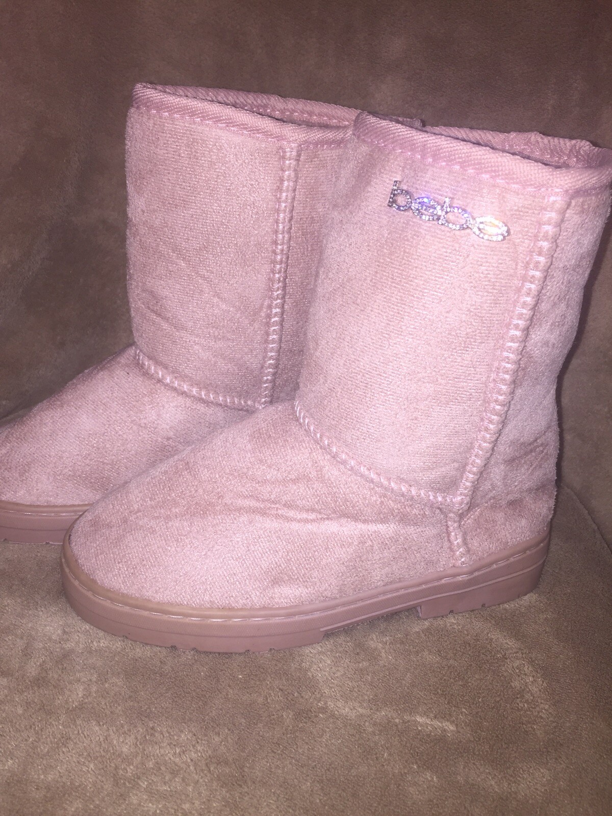 Bebe Girls Winter Boots Pink w/ Bling Sz 3