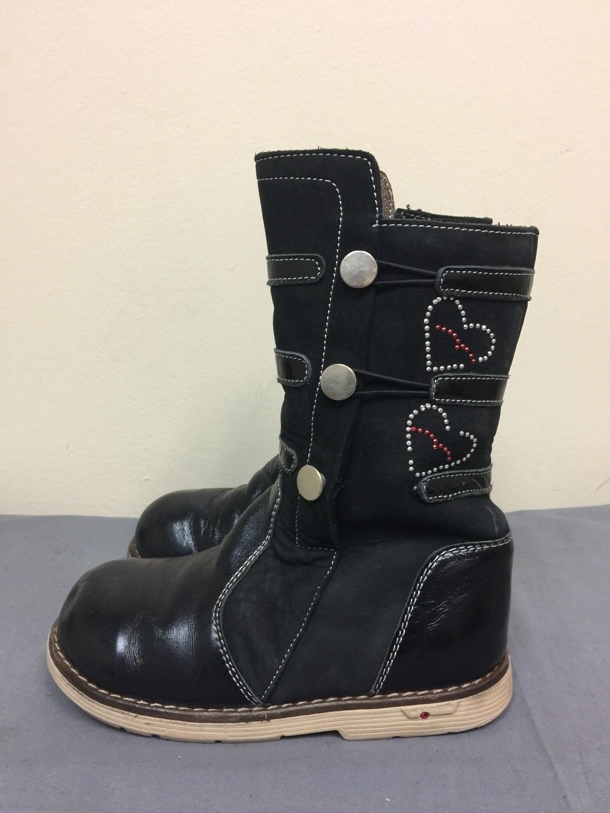 Dr. Orthopedic girls Winter boots black suede/leather faux fur lining SZ EUR 30