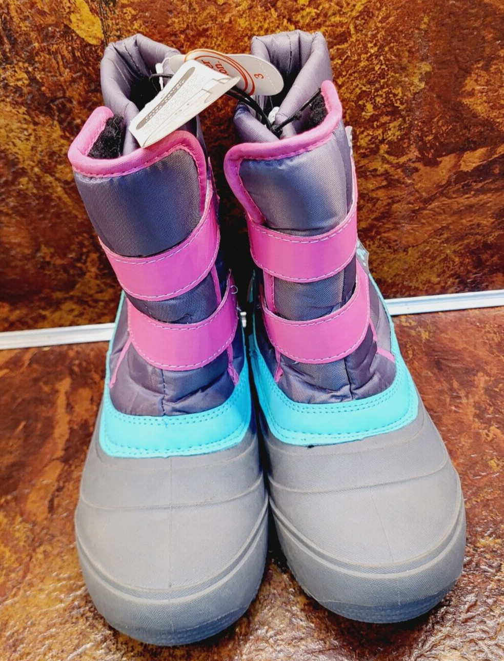 Wonder Nation – Girls Winter Boots – 3 – Grey Pink – NWT – Fleece Lining