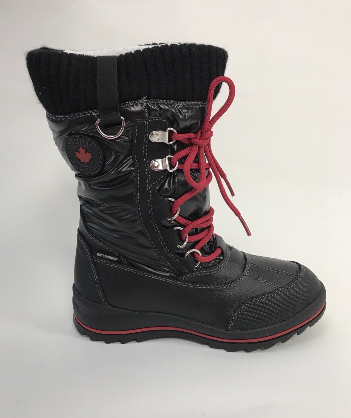 New Storm By Cougar Girls Winter Boots SZ 2 M Black/ Red  Kids