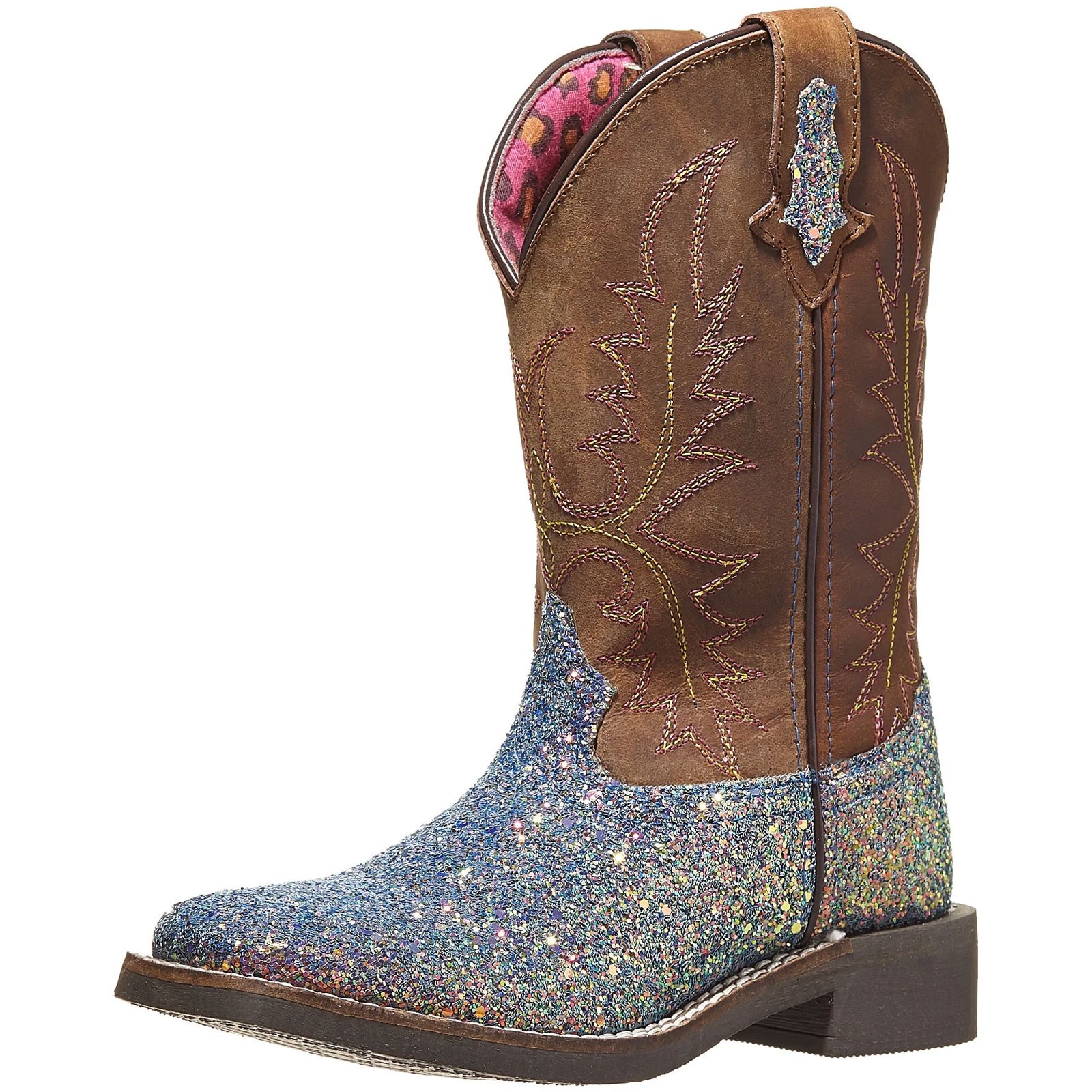 SMOKY MOUNTAIN BOOTS Kids Ariel Western Pastel Glitter/Crazy Horse Leather Boot