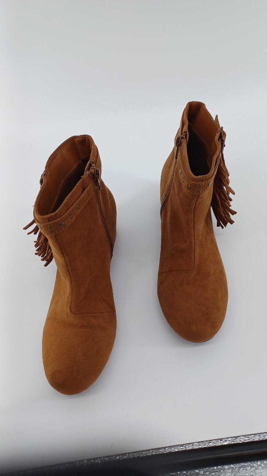 Children place Girls Boots Tan Fringe Gold Studded Size 5