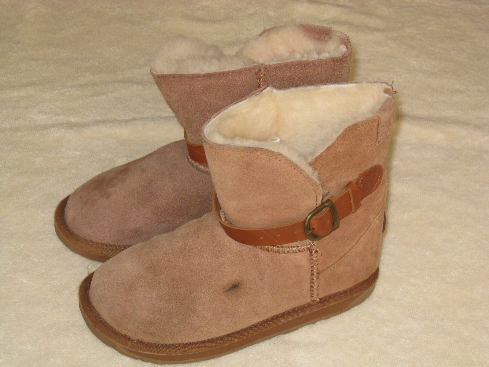 EMU FRANKIE KIDS GIRLS CHESTNUT LEATHER FUR LINED SNOW WINTER BOOTS SIZE 1 GREAT