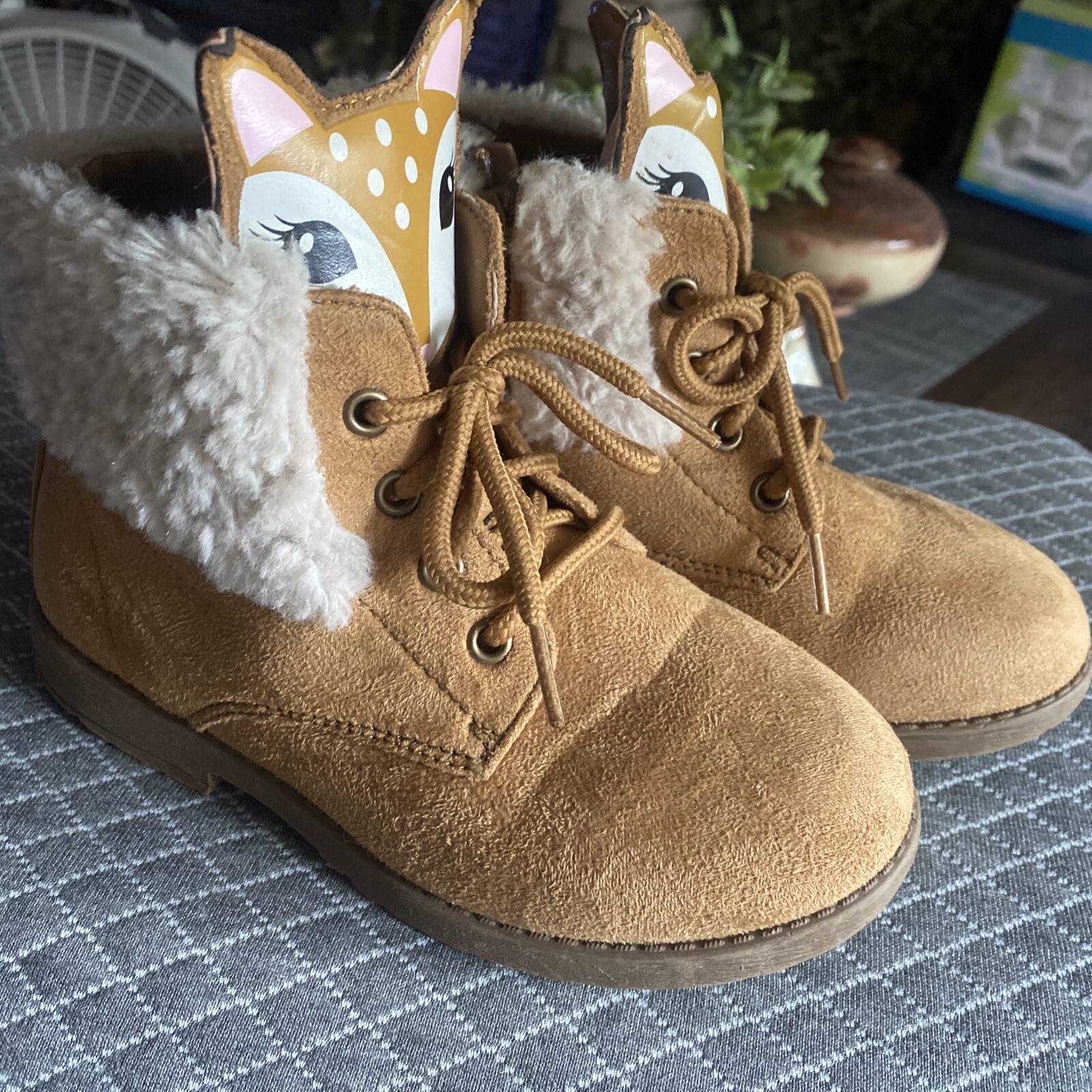 Fab Kids girls boots Size 11 Girls Ankle Boots Booties  Brown/faux Fur
