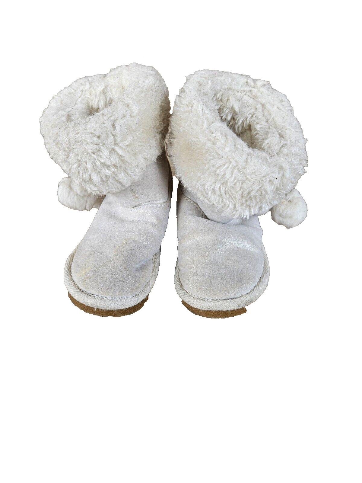 Arizona Jeans Co Girls Winter Boots Faux Fur Pom Pom Sz 7m BLACK