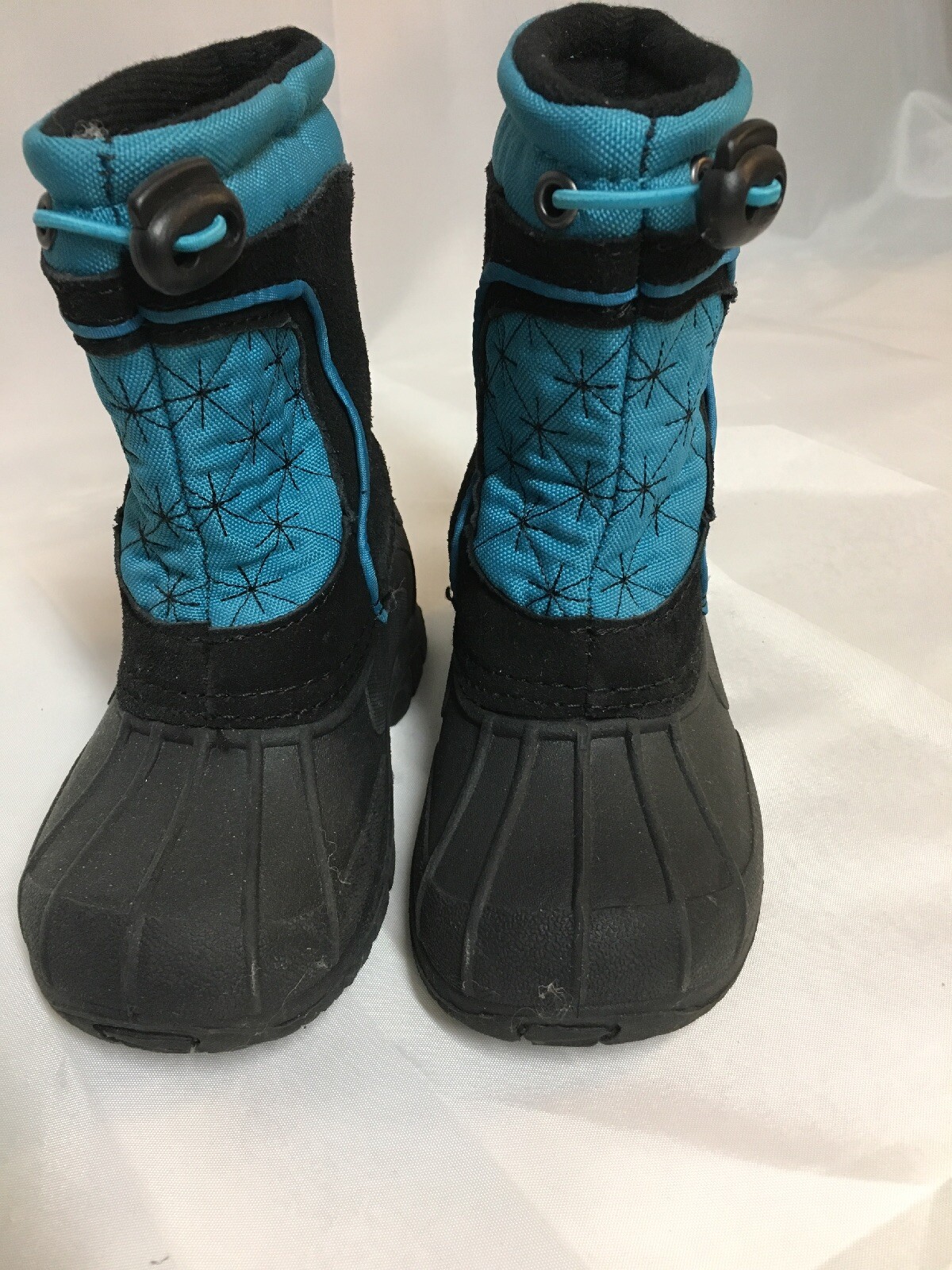 Sporto Toddler Little Girls Boots size 7 Teal blue & black Excellent SHARP!