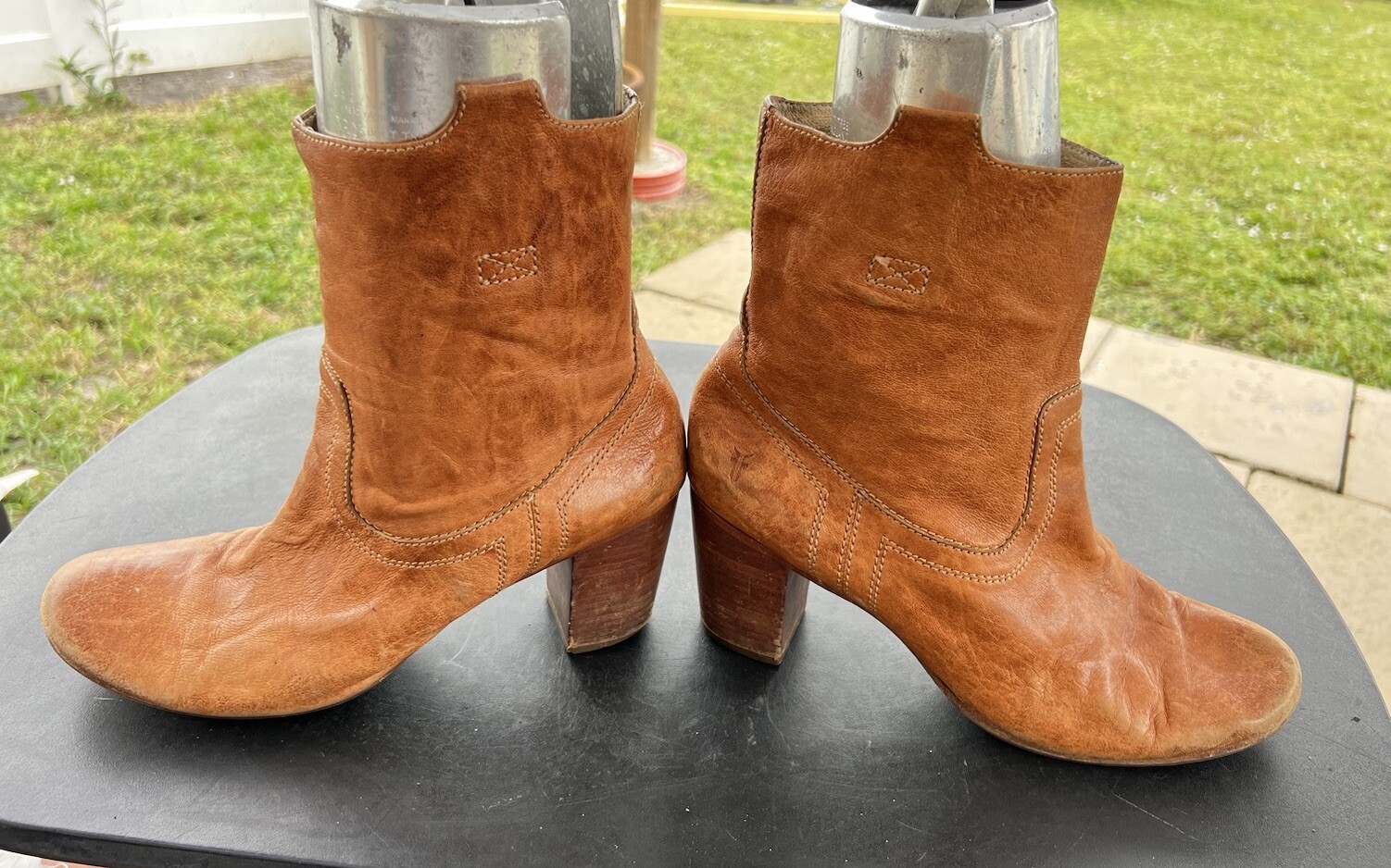 frye carson mid heel ankle Tan Women boots 3476463 Size 11 M