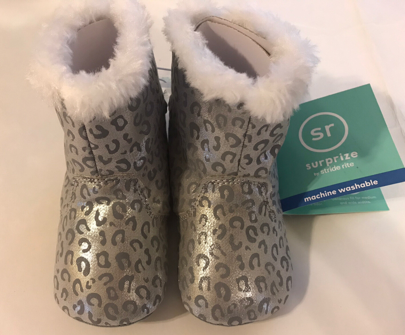 Stride Rite Surprize Infant Girl’s Winter Boots Size 6-12 Months Silver Leopard