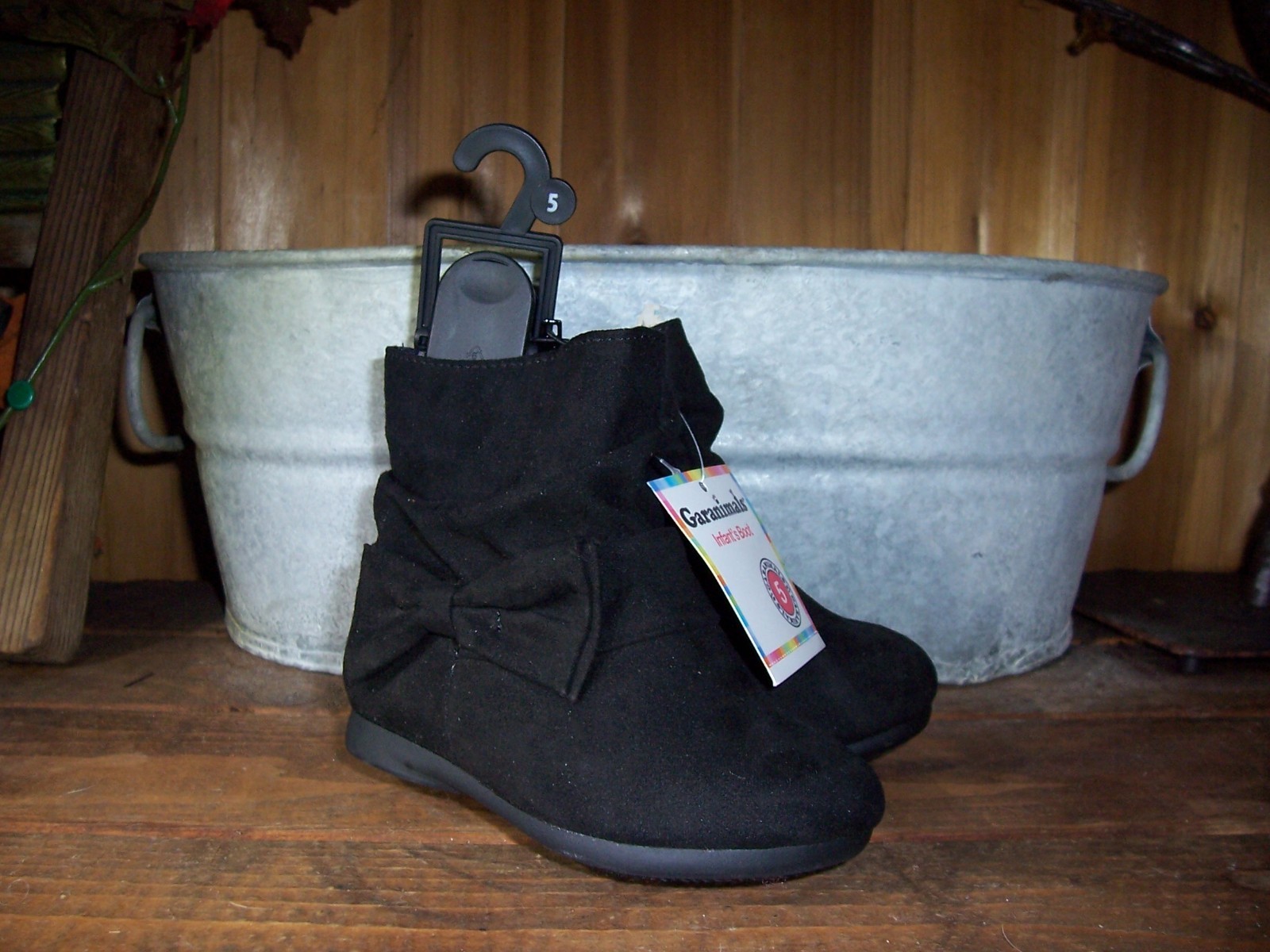 GARANIMALS GIRL TODDLER CASUAL BOOTS SIZE 3 BLACK WITH BOW SIDE ZIPPER EASTER