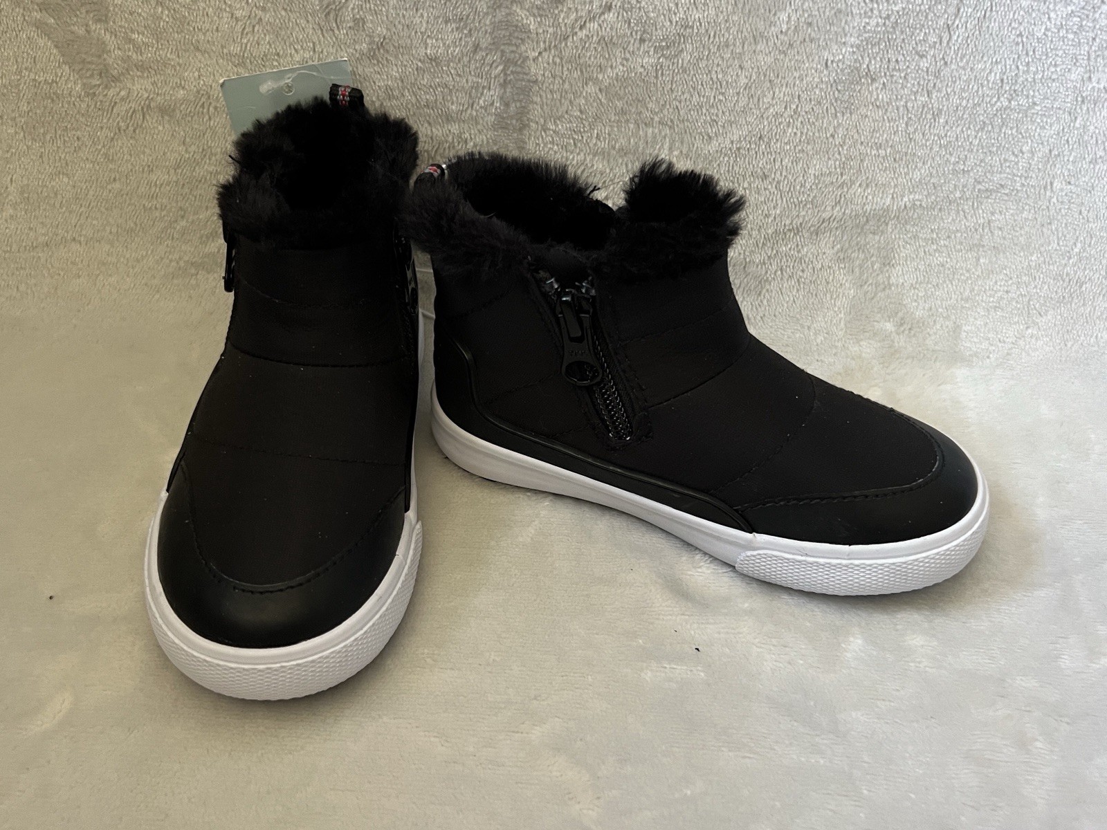 Cat & Jack Boots Indiana Toddler Girls Sz 8 Quilted Winter Snow Faux Fur Black