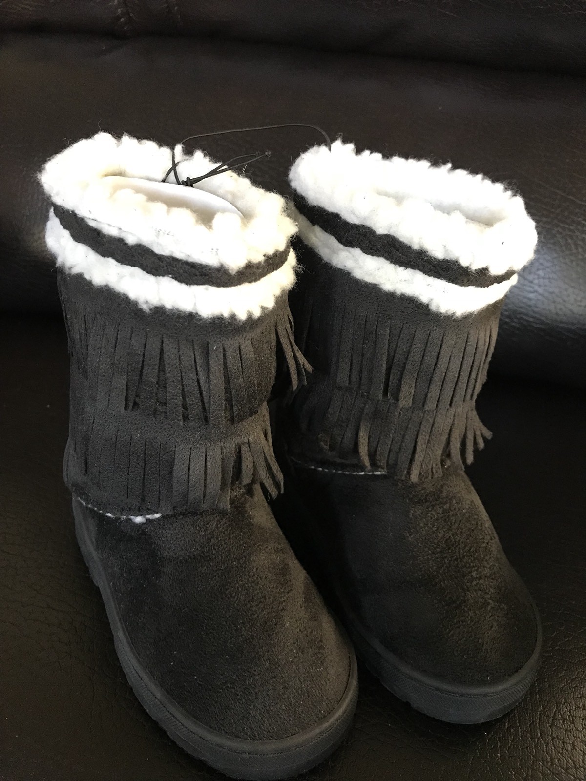 NEW Toddler Girls Black Winter Boots, Size 7