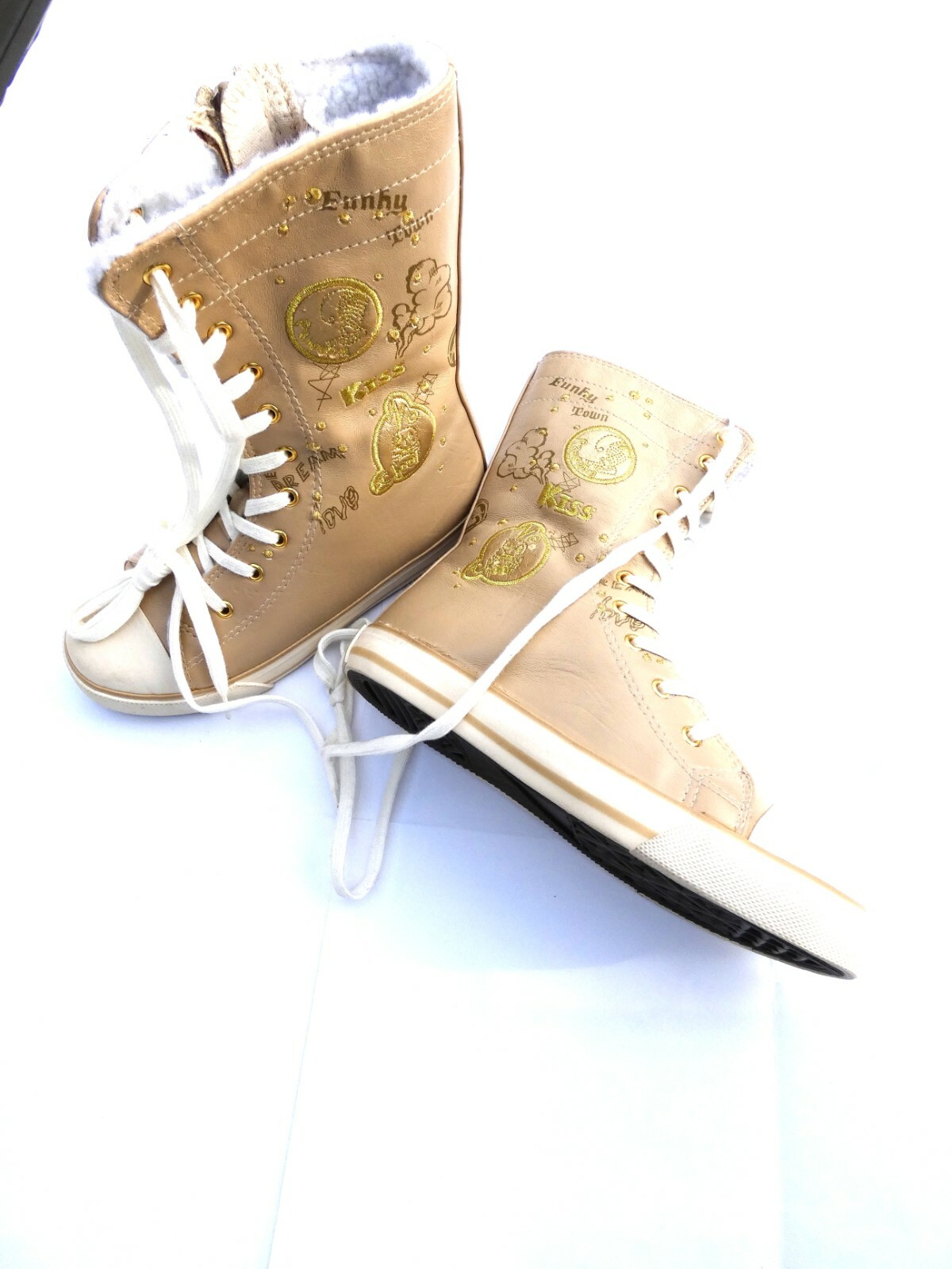 Pampolina Girls Winter Boots, Beige Thickly Lined Size 32