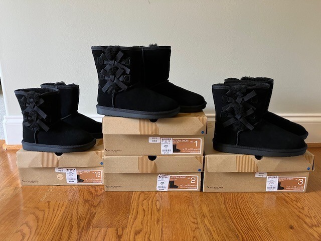 New Koolaburra Ugg girls boots Victoria short black bow 8T 9T 1 2 3 suede in box
