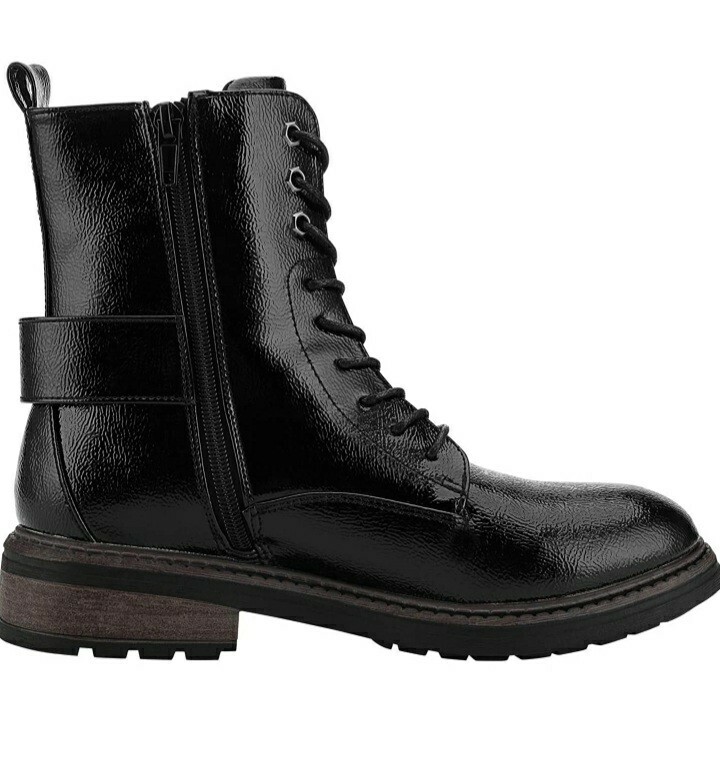 Womens Combat Boots/Faux Leather Fashion Booties–Sz 10–Black–NWT!-SHIPS FREE!