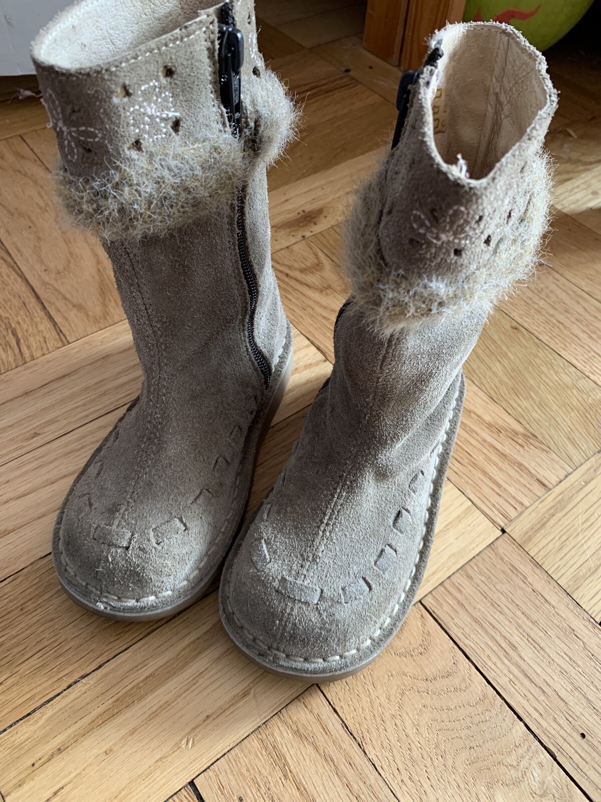 Verbaudet Suede Zip Boots Girls Eur 27 US 10/11  Leather Winter Bootie