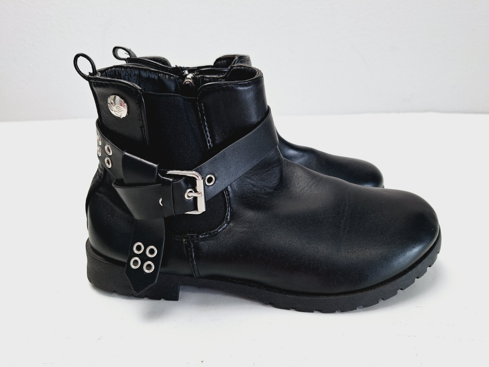 Bebe Girls Boots 4 Black Silver Side Zip NEW g