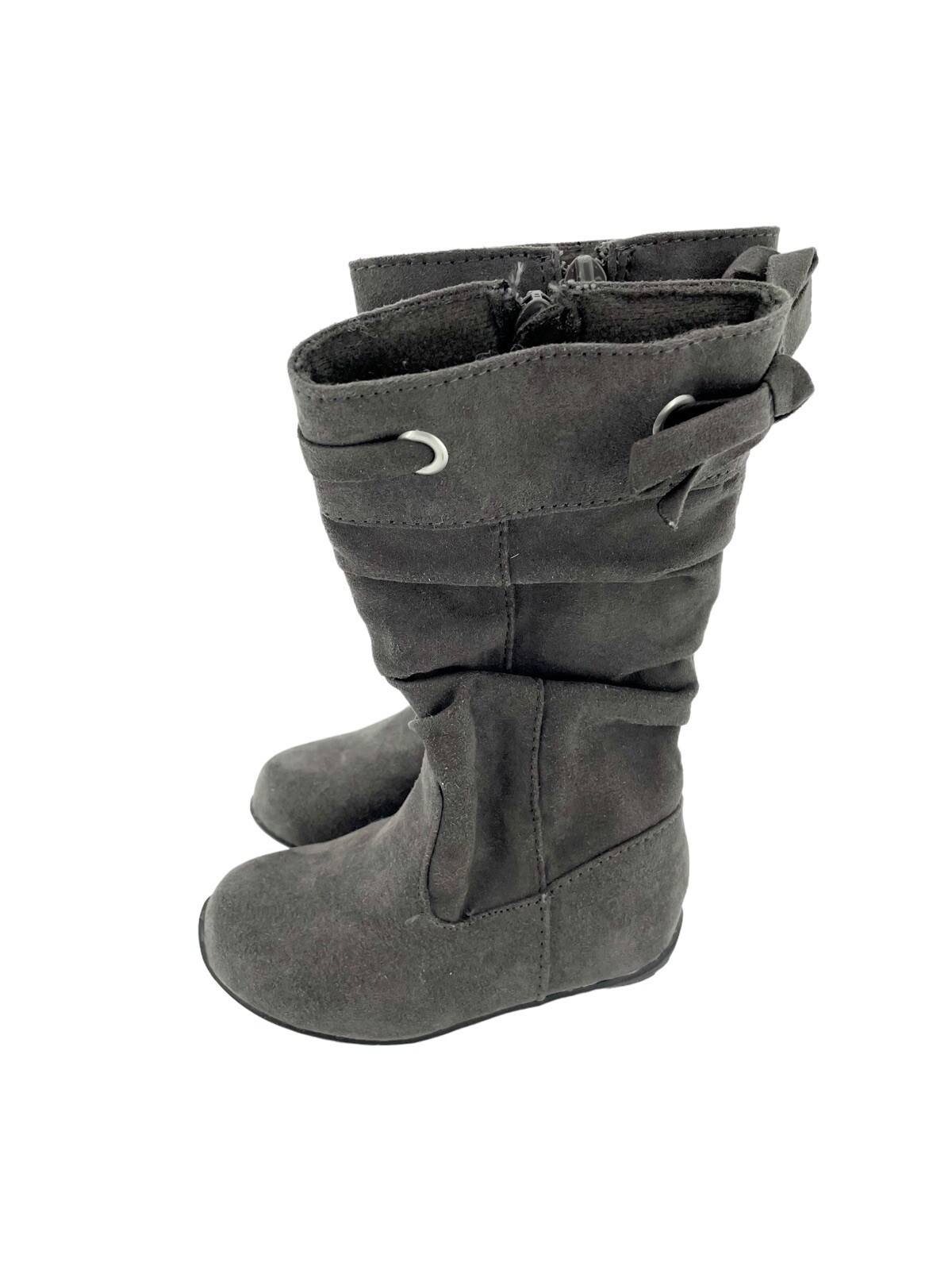 Harper Canyon Grey Faux Suede Little Girls Boots Lace Detail Sz 5 New SH29