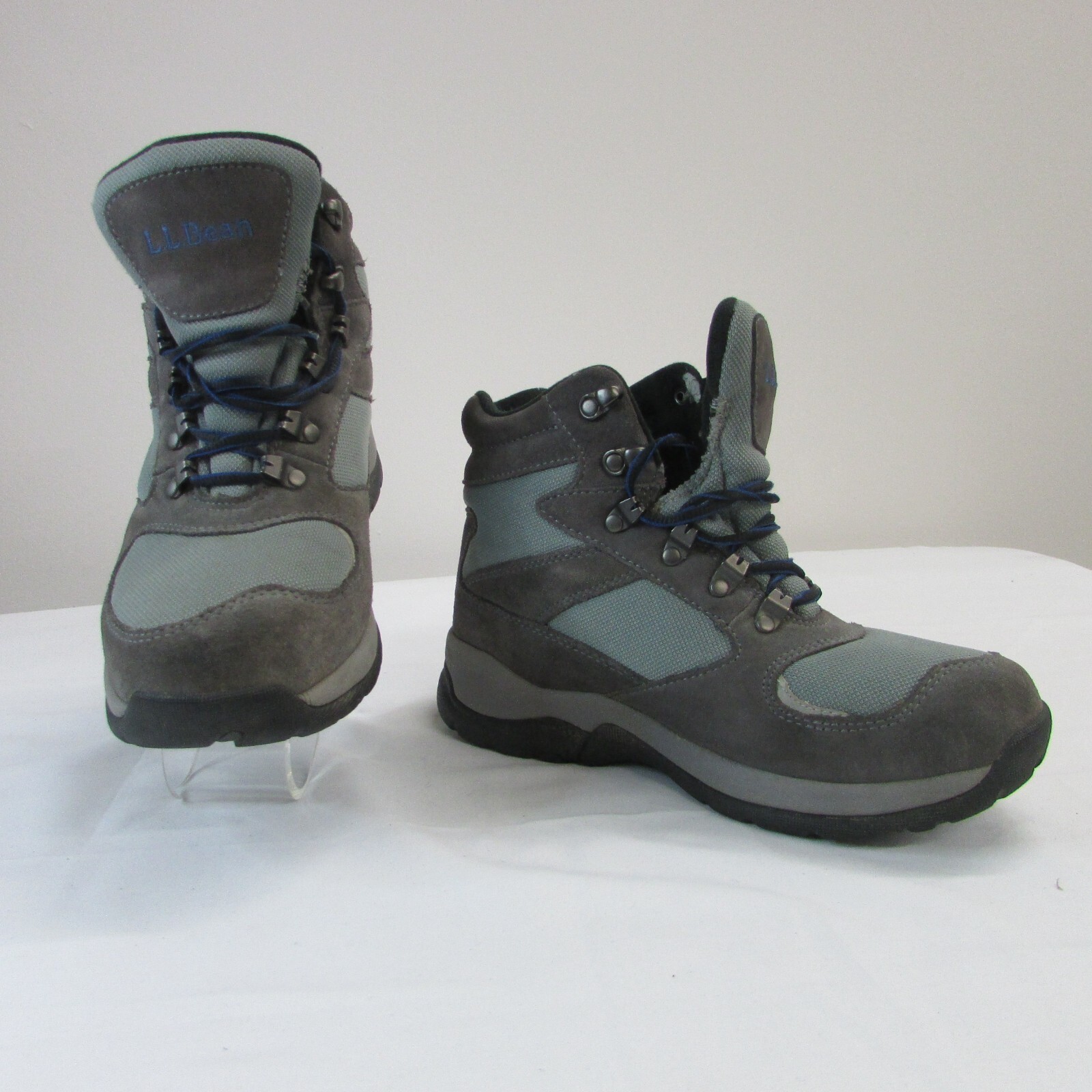 LL Bean Women Boots, Gray Teal Lace Up All Weather Boot Size 8