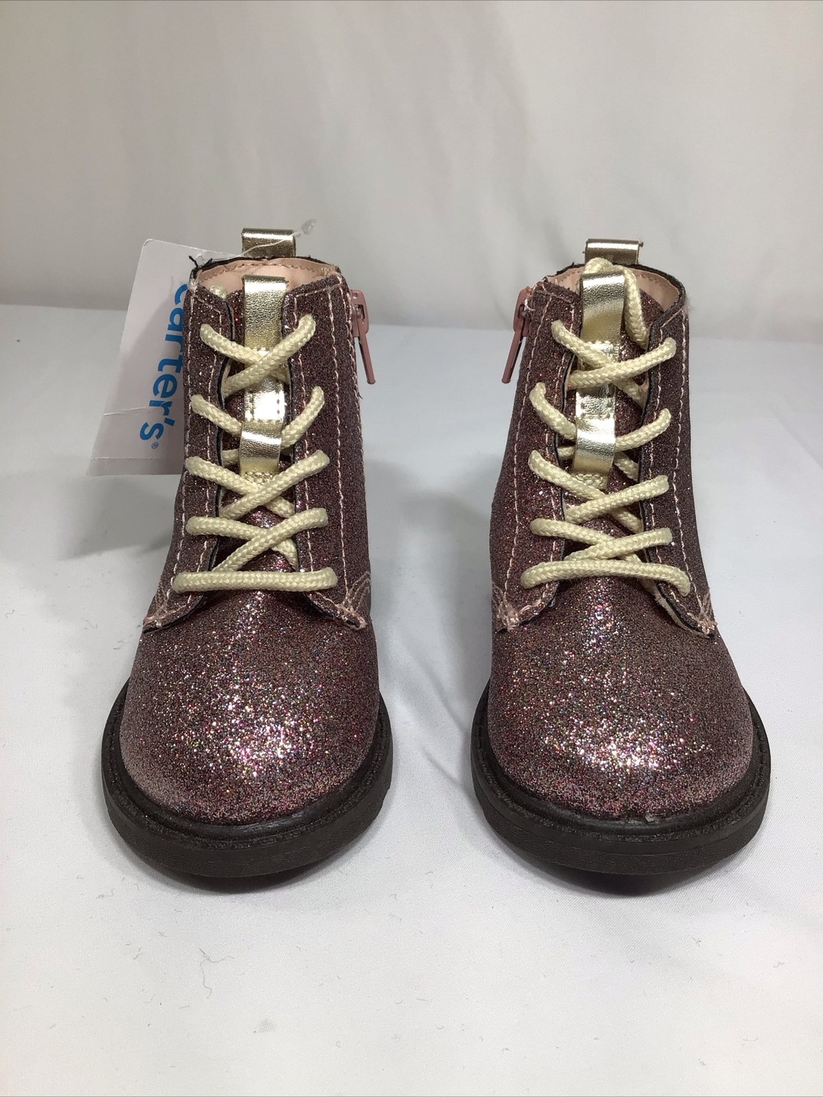 Carters Zola Girls Purple Pink Sparkle Boots Size 6 Gold Trim