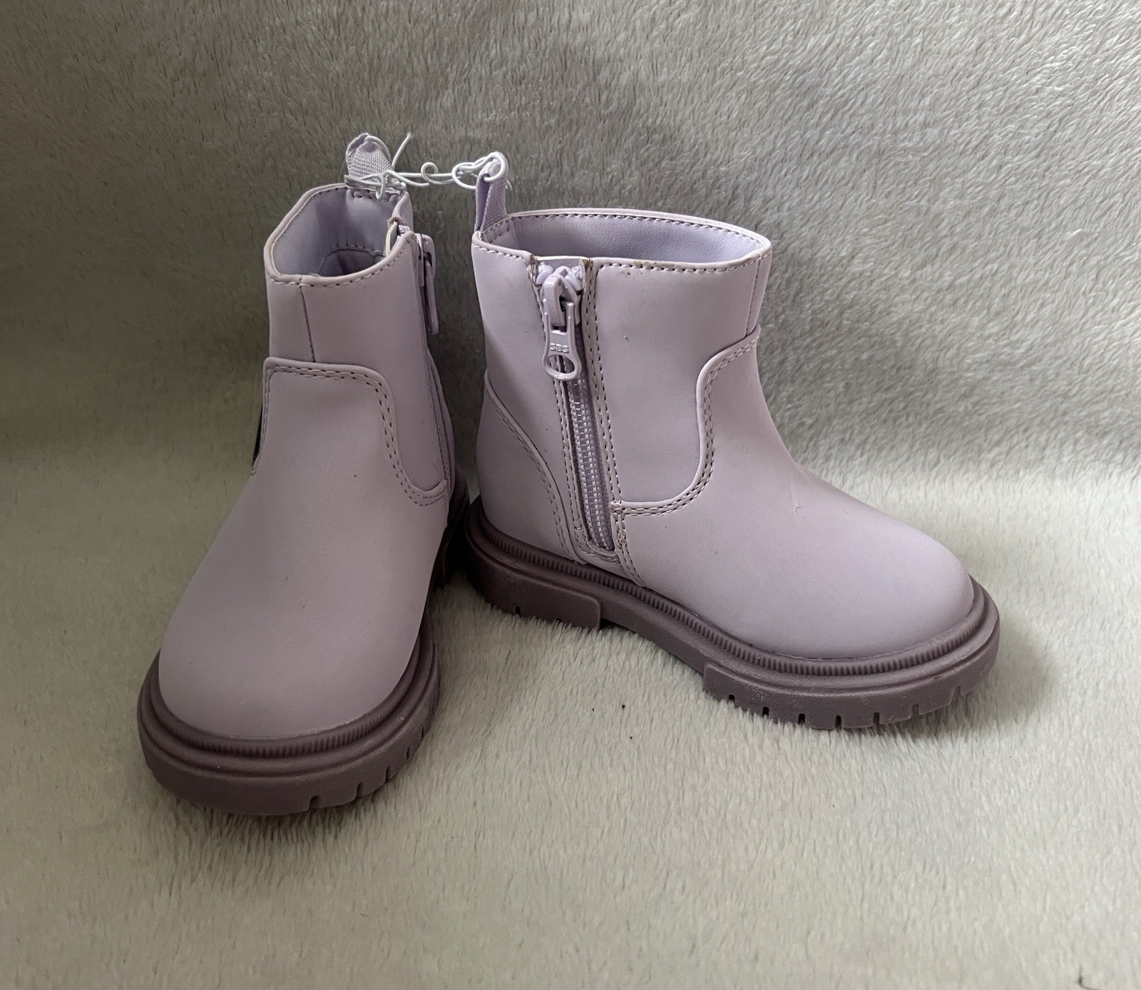 Cat & Jack Boots Toddler Girls Sz 6 Flora Purple Zipper Shoes Chelsea *Flaw