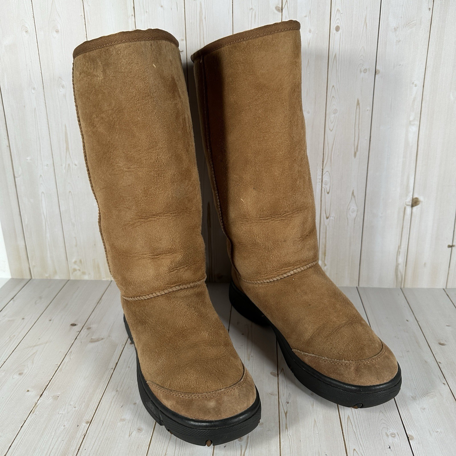 Ugg Ultimate Tall Size W8 Women Boots Braid Deco Chestnut Brown 5340