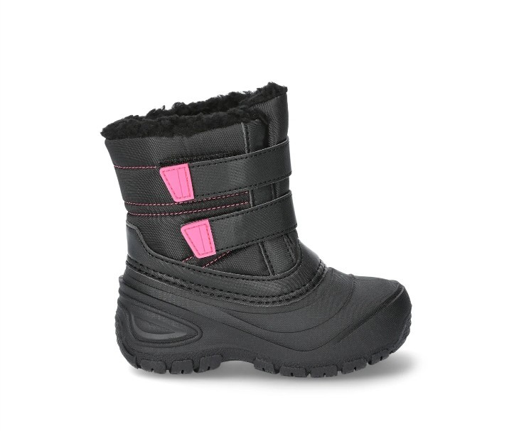 Wonder Nation Girls Winter Boots Size 12 Black w/Pink hook & loop Rated -5F (K)