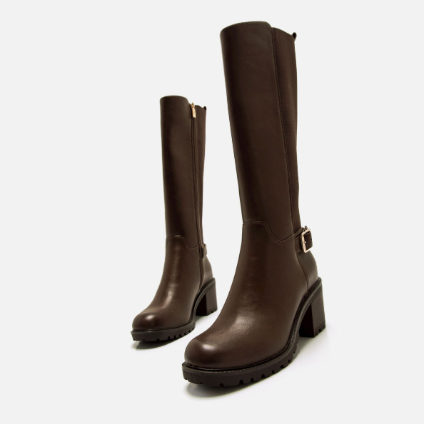 Women’s High-Heeled Boots Black & Brown | Block Heel Zip Boots | Fashion