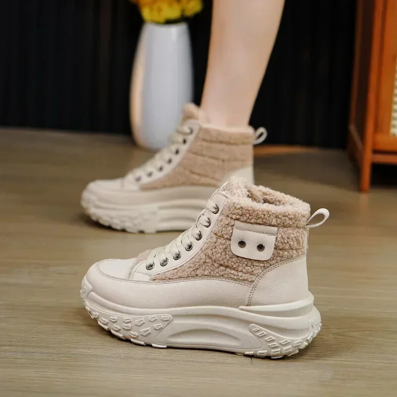 2025 New Women Boots Winter Plush Thick Soled Snow Boots Cotton Shoes Platform