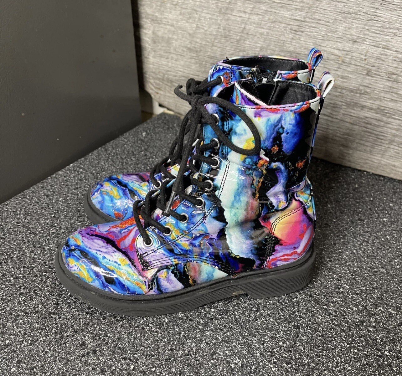 Steve Madden Watercolor Little Girl Combat Boots Size 1.5 Youth