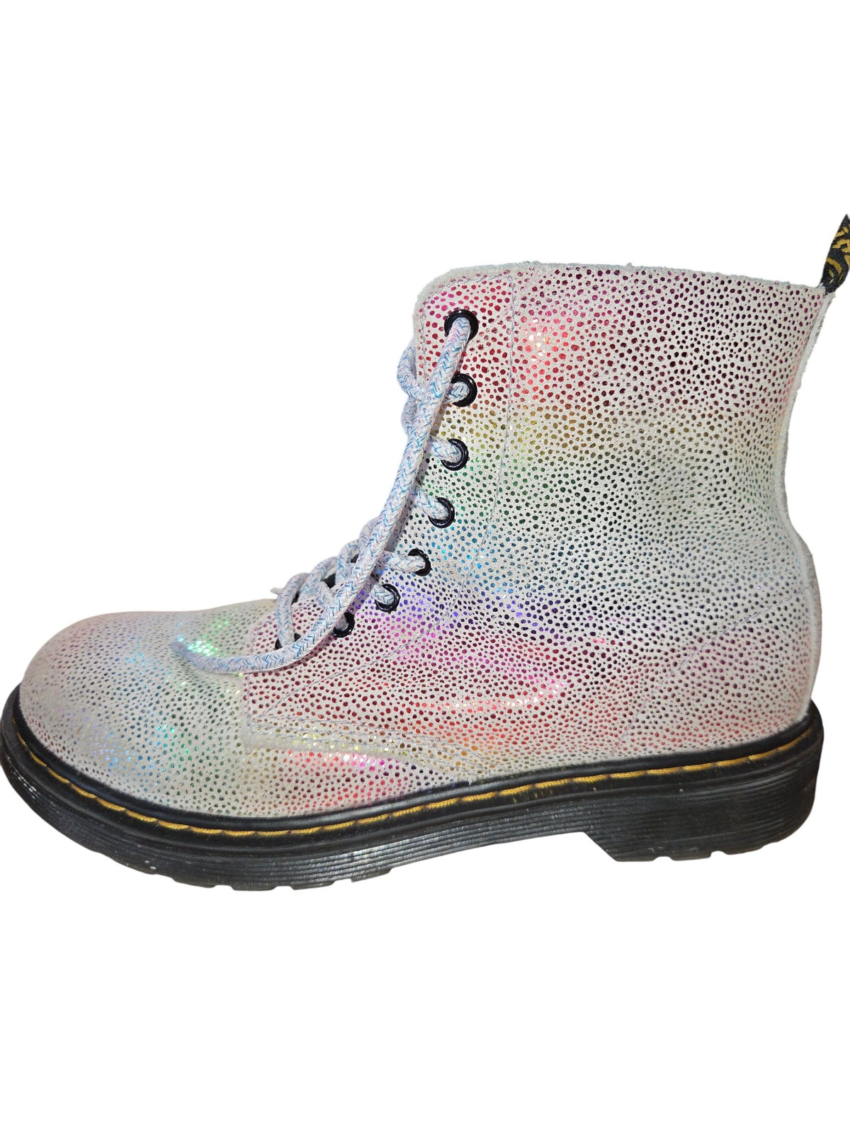 Dr. Martens 1460 Pascal J Girls Boots US 5 White Iridescent Rainbow Used