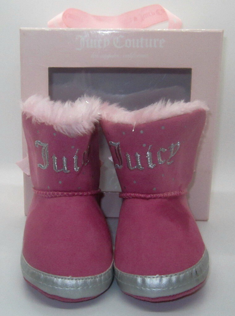 JUICY COUTURE Baby Burbank Girls Boots Sz 3 (6-9 Mos) NIB Faux Fur Lined Glitter