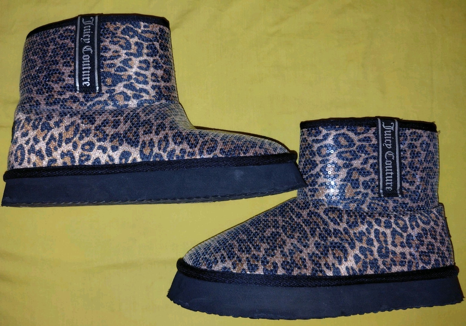 JUICY COUTURE LEOPARD SEQUIN WOMEN BOOTS SIZE 9