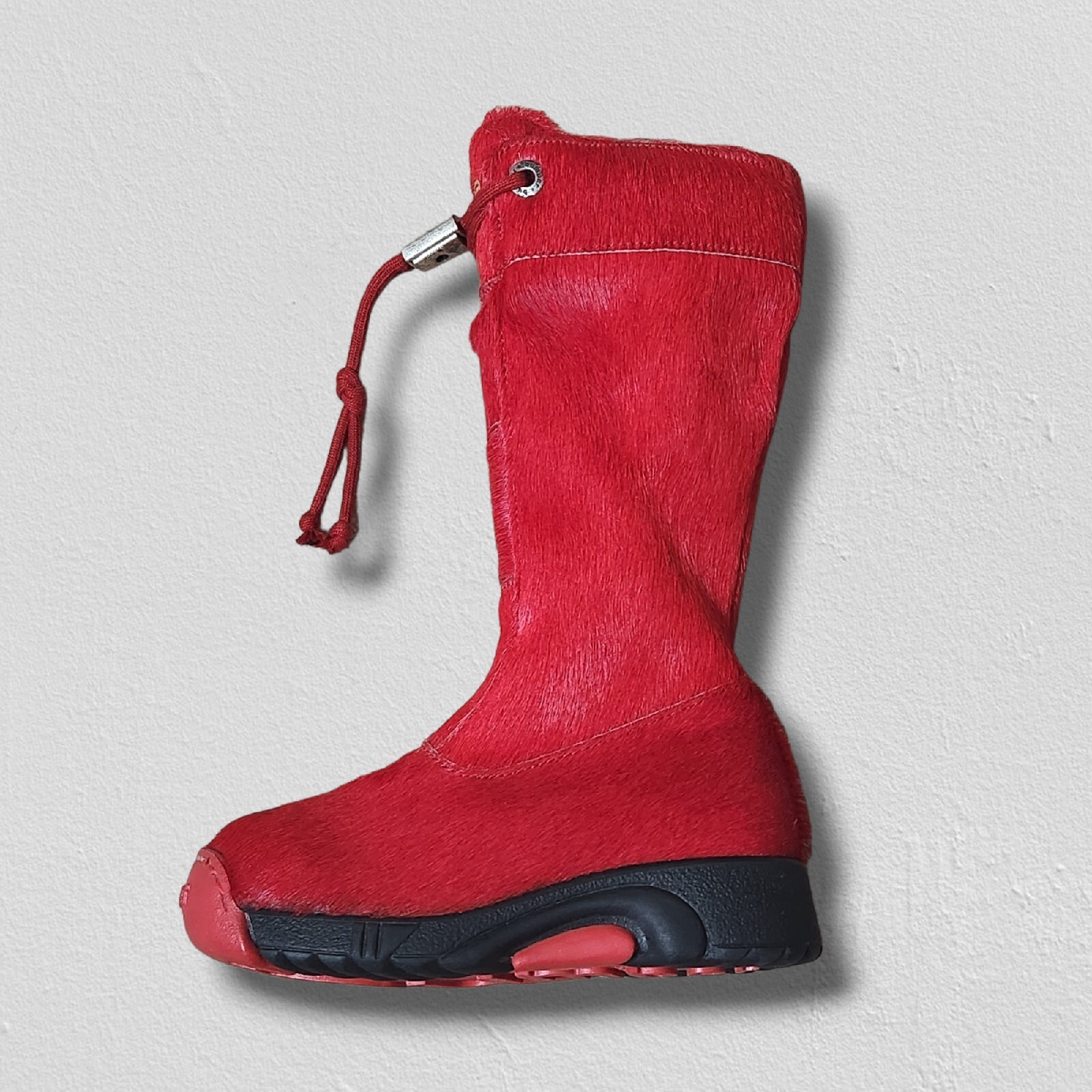 Giugiaro Bumper Red Pony Hair Girls Boots EU 27 US 10.5 Sherpa Lined